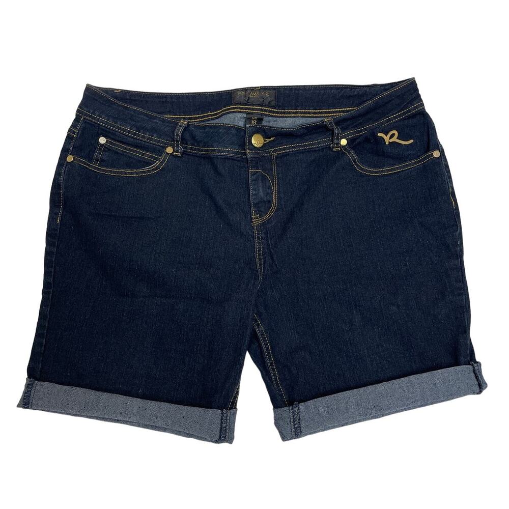 RocaWear Denim Plus Size Shorts,‎ Dark Wash, Shiny Embellished pockets, Size 18 - Picture 3 of 5